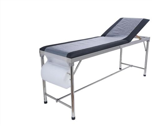Advanced Examination Bed with Lower Storage Compartment and Paper roll Dispenser - Inspection Table/Adjustable backrest/Stirrups/Black/Stainless Steel. in Saudi Arabia