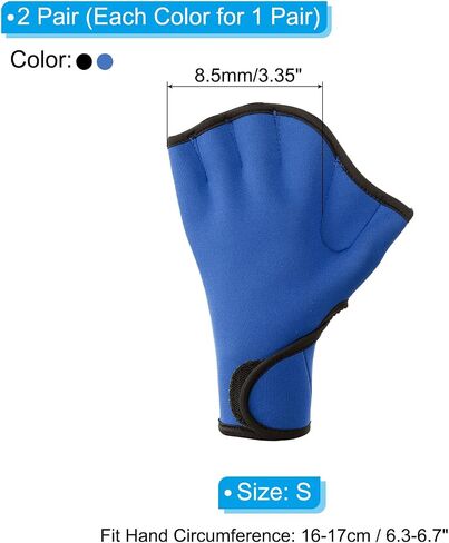 PATIKIL Swim Gloves, 2 Pair Webbed Swimming Gloves Aquatic Fitness Water Resistance Swim Hand Paddles for Women and Men Water Aerobics, XL, Dark Blue/Black in Saudi Arabia