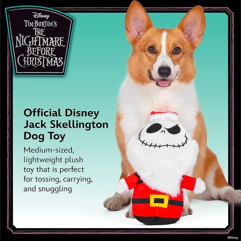 Disney for Pets Tim Burton's Nightmare Before Christmas: Jack Skellington 9" Plush Bobo Dog Toy; Bobo Style Plush Squeaker Dog Toy, Officially Licensed | Halloween Dog Toys in Kuwait