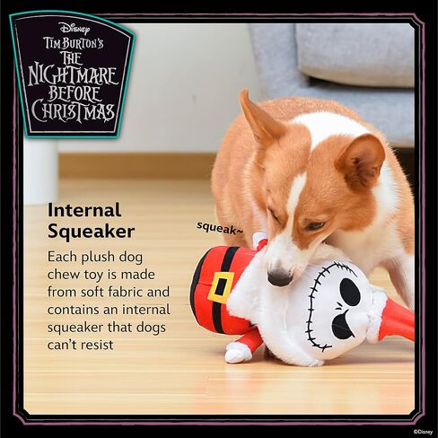 Disney for Pets Tim Burton's Nightmare Before Christmas: Jack Skellington 9" Plush Bobo Dog Toy; Bobo Style Plush Squeaker Dog Toy, Officially Licensed | Halloween Dog Toys in Kuwait