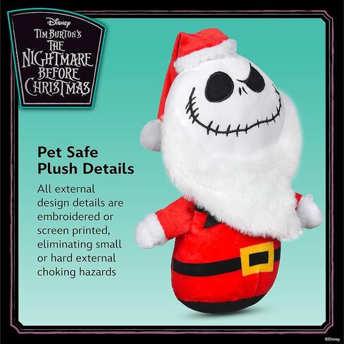 Disney for Pets Tim Burton's Nightmare Before Christmas: Jack Skellington 9" Plush Bobo Dog Toy; Bobo Style Plush Squeaker Dog Toy, Officially Licensed | Halloween Dog Toys in Kuwait