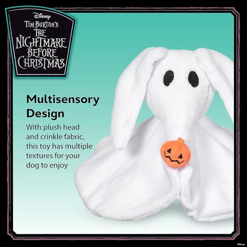 Disney for Pets Tim Burton's Nightmare Before Christmas: Jack Skellington 9" Plush Bobo Dog Toy; Bobo Style Plush Squeaker Dog Toy, Officially Licensed | Halloween Dog Toys in Kuwait