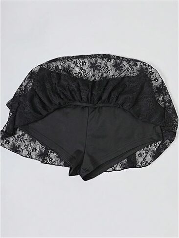 Wdirara Women's 2 قطعة الزي القوس الدانتيل الأمامي كامي أعلى و Low Rise Rise Shuffle Mini Mini Skirt in Saudi Arabia