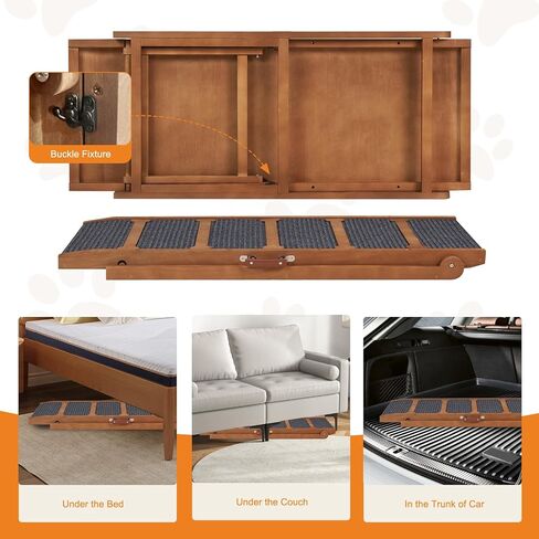 Wooden Dog Ramp for High Bed, 47.2" Long Non-Slip Dog Ramp for Couch, 6 Adjustable Heights from 15.7" to 28" with Side Rails Anti-Slip Traction Mat for Small Medium Large Dogs(Up to 160 Lbs) in Saudi Arabia