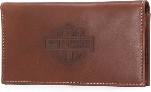 Harley-Davidson Men's Laser Bar & Shield Rodeo Bi-Fold Leather Wallet-Brown in Saudi Arabia
