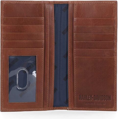 Harley-Davidson Men's Laser Bar & Shield Rodeo Bi-Fold Leather Wallet-Brown in Saudi Arabia