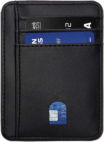Slim Wallet for Men, Credit Card Holder Wallet RFID Blocking Front Pocket Leather Wallets for Men Women Gift Box，front pocket wallet (black) in Saudi Arabia