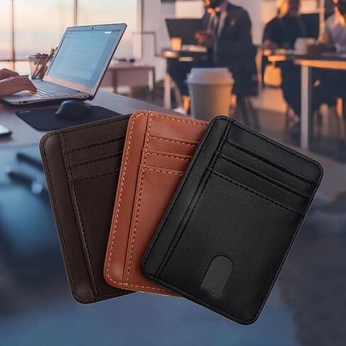 Slim Wallet for Men, Credit Card Holder Wallet RFID Blocking Front Pocket Leather Wallets for Men Women Gift Box，front pocket wallet (black) in Saudi Arabia
