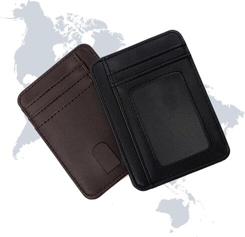 Slim Wallet for Men, Credit Card Holder Wallet RFID Blocking Front Pocket Leather Wallets for Men Women Gift Box，front pocket wallet (black) in Saudi Arabia