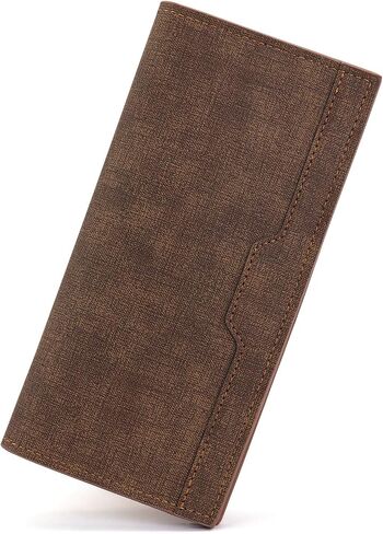 Long Wallet for Men, Stylish Ultra-Thin Bifold Wallets for Men with 12 Card Slots & ID Window & Zippered Coin Pocket, Credit Card Wallet for Suits and Daily Use (Black) in Kuwait