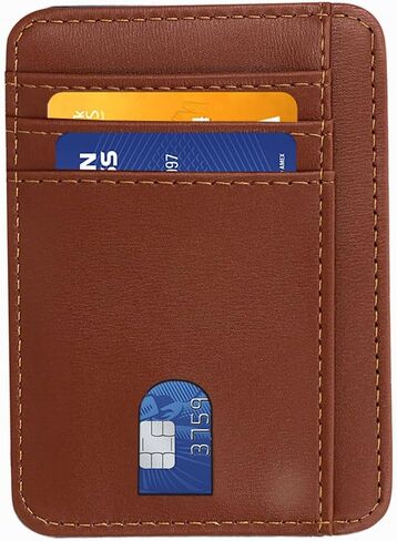 Slim Wallet for Men, Credit Card Holder Wallet RFID Blocking Front Pocket Leather Wallets for Men Women Gift Box，front pocket wallet (black) in Saudi Arabia
