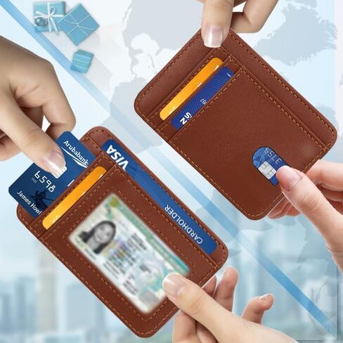 Slim Wallet for Men, Credit Card Holder Wallet RFID Blocking Front Pocket Leather Wallets for Men Women Gift Box，front pocket wallet (black) in Saudi Arabia