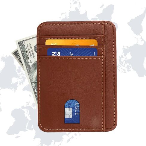 Slim Wallet for Men, Credit Card Holder Wallet RFID Blocking Front Pocket Leather Wallets for Men Women Gift Box，front pocket wallet (black) in Saudi Arabia