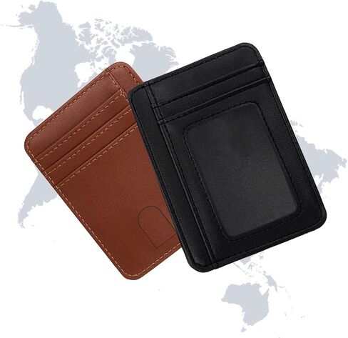 Slim Wallet for Men, Credit Card Holder Wallet RFID Blocking Front Pocket Leather Wallets for Men Women Gift Box，front pocket wallet (black) in Saudi Arabia