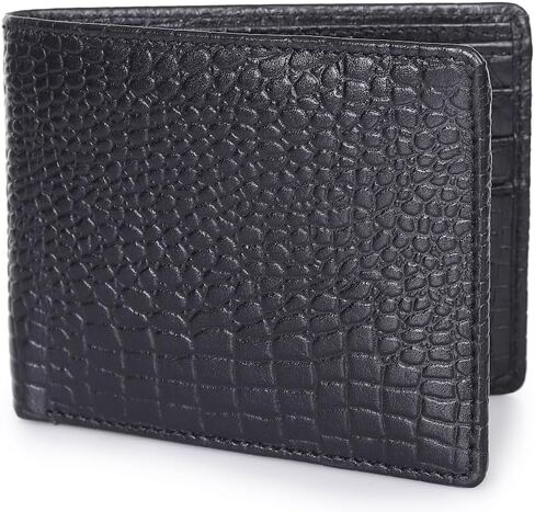 ROSS BROWN Crocodile Leather Wallet for Men | RFID Blocking | Bifold, Extra Capacity with 1 ID Windows | Ultra Strong Stitching | Slim Billfold with 6 Card Slots | Gift for Him in Saudi Arabia