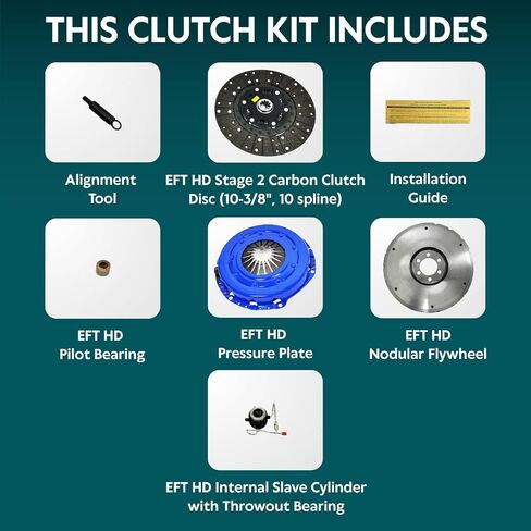 eft Stage 2 Clutch Kit & HD Flywheel for 1991-1992 Jeep Cherokee و Comanche و Wrangler 4.0L - مادة الاحتكاك المكرببة لتحسين الأداء والمتانة - مع ضمان العلامة التجارية لمدة 12 شهرًا in Saudi Arabia