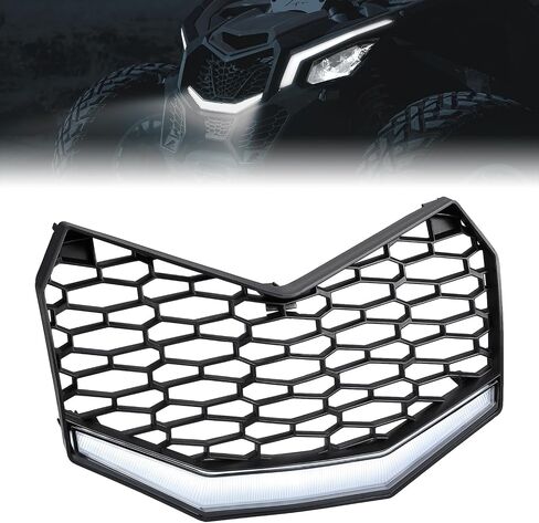 KEMIMOTO X3 Front Bumper Mesh Grill, Front Grille Updated with LED Light Bar Compatible with Can-Am Maverick X3 Max X RS DS MR RC Turbo RR R 2017 2018 2019 2020 2021 2022 2023 2024 Accessories in Saudi Arabia