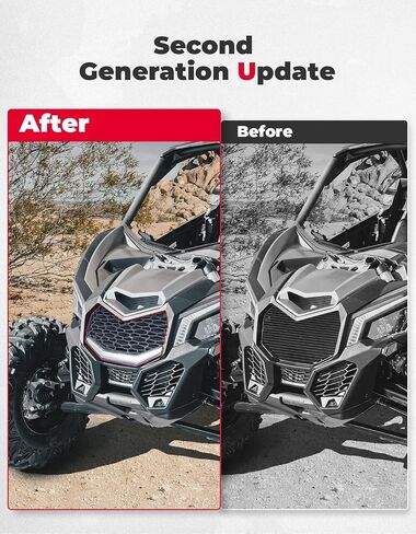 KEMIMOTO X3 Front Bumper Mesh Grill, Front Grille Updated with LED Light Bar Compatible with Can-Am Maverick X3 Max X RS DS MR RC Turbo RR R 2017 2018 2019 2020 2021 2022 2023 2024 Accessories in Saudi Arabia