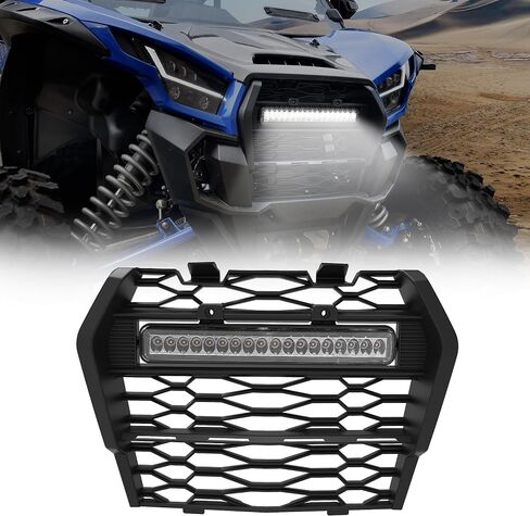 SAUTVS Front Mesh Grille with LED Light for Kawasaki Teryx KRX 1000 20-25, Front Bumper Mesh Grill with Adjustable LED Light Bar for Kawasaki Teryx KRX KRX4 1000 2020-2025 Accessories (1PC) in Saudi Arabia
