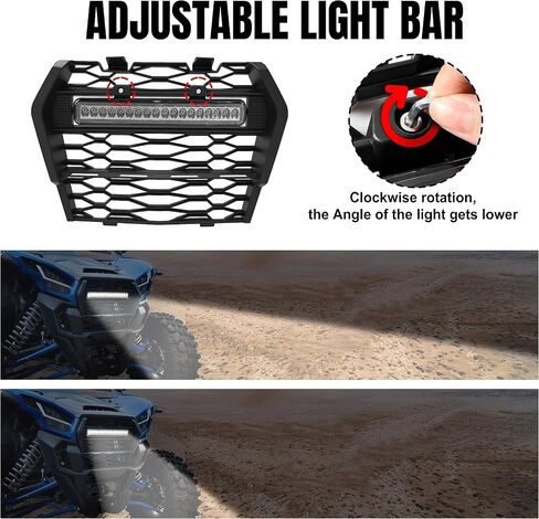 SAUTVS Front Mesh Grille with LED Light for Kawasaki Teryx KRX 1000 20-25, Front Bumper Mesh Grill with Adjustable LED Light Bar for Kawasaki Teryx KRX KRX4 1000 2020-2025 Accessories (1PC) in Saudi Arabia