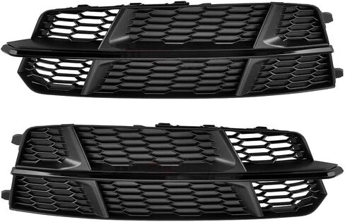 أفضل بونه زوج جديد من ضوء الضباب يغطي الأمامي المصد ، شواء Honeycomb Grill Black متوافق مع Audi S6 A6 S-Line 2017 2018 يحل محل 4G0 807 647 B /4G0 807 648 B. in Saudi Arabia