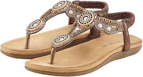 LASCANA Women's Embellished Detail Sandals Bronze 8 in Saudi Arabia