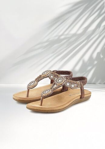 LASCANA Women's Embellished Detail Sandals Bronze 8 in Saudi Arabia