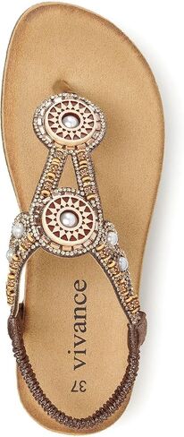LASCANA Women's Embellished Detail Sandals Bronze 8 in Saudi Arabia