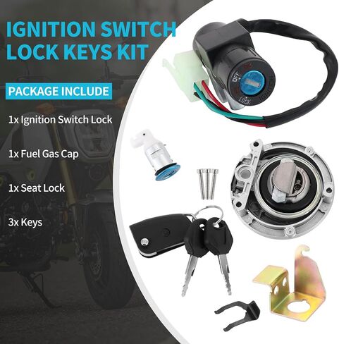 مفتاح مفتاح الإشعال ، قفل مفتاح غاز الوقود 35010-K26-B03 متوافق مع Honda Grom MSX125 M2 & M3 35010-K26-B02 in Saudi Arabia