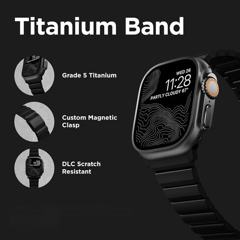 Titanium Apple Watch Band v2 45mm, Titanium Ultra Watch Band with Adjustable Links and Integrated Lugs, Band for Apple Watch Ultra, Compatible with Apple Watch Series 1-10, and SE in Saudi Arabia