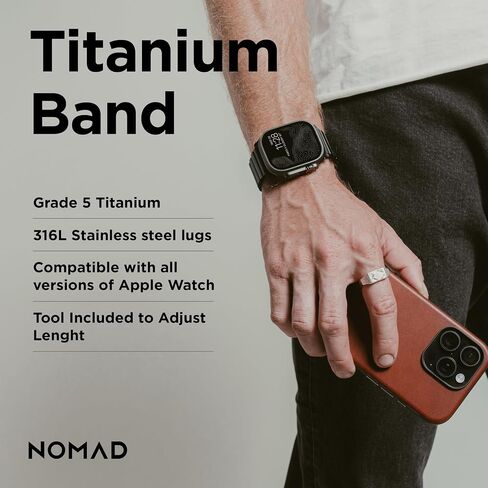 Titanium Apple Watch Band v2 45mm, Titanium Ultra Watch Band with Adjustable Links and Integrated Lugs, Band for Apple Watch Ultra, Compatible with Apple Watch Series 1-10, and SE in Saudi Arabia