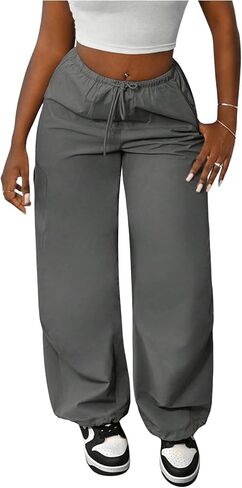 Floerns Women's Elastic Waist Drawstring Cargo Pants Loose Fit Hip Hop Trousers in Saudi Arabia
