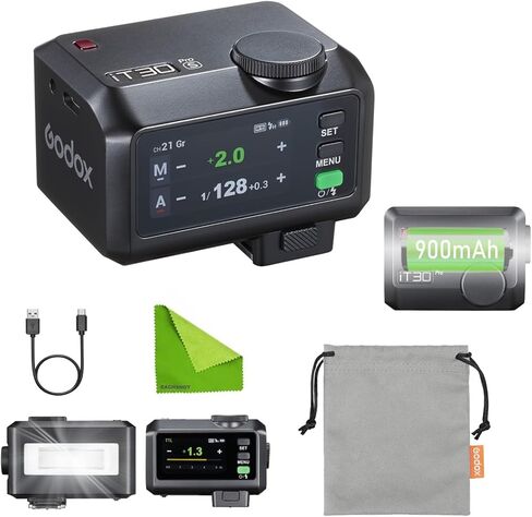 godox it30pro s flash camera flash ttl pocket flash w/تم إنشاؤه في بطارية 900 مللي أمبير في الساعة USB-C شحن متوافق مع كاميرات Sony (أسود) in Saudi Arabia