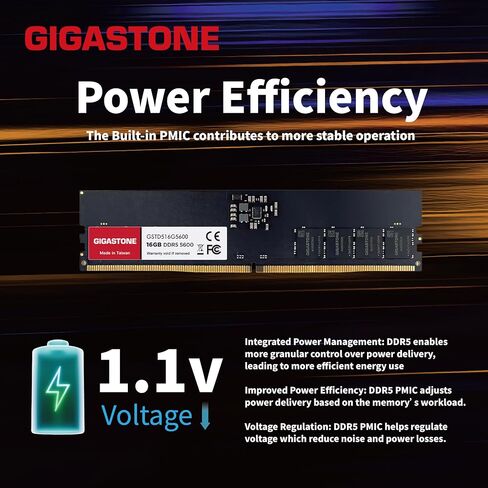 【ذاكرة الوصول العشوائي DDR5】 مجموعة GIGASTONE 128 جيجابايت (4 × 32 جيجابايت) DDR5 4800 ميجاهرتز PC5-38400 CL 40-40-40-77 1.1 فولت UDIMM 288 Pin غير مخزنة وغير ECC ترقية ذاكرة سطح المكتب للكمبيوتر الشخصي عالية الأداء in Saudi Arabia