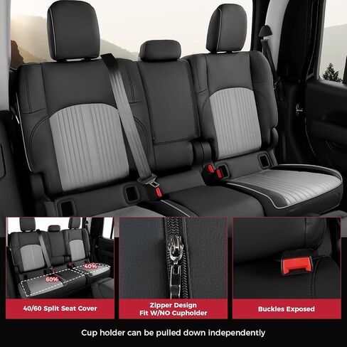 FREESOO for Jeep Gladiator Seat Covers 2020 2021 2022 2023 2024 Full Set, W/NO Rear Cup Holder, Custom Fit Gladiator JT 2020-2024, Waterproof Faux Leather Front & Rear Seat Cover Set in Saudi Arabia