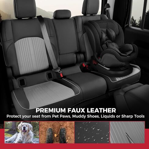 FREESOO for Jeep Gladiator Seat Covers 2020 2021 2022 2023 2024 Full Set, W/NO Rear Cup Holder, Custom Fit Gladiator JT 2020-2024, Waterproof Faux Leather Front & Rear Seat Cover Set in Saudi Arabia