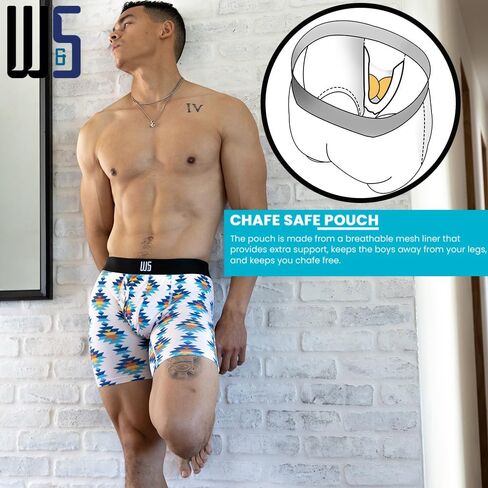Warriors & Scholars Chafe Safe Pouch Mesh Boxer Briefs For Men Pack Of 6, Soft, Breathable, Moisture-Wicking Mens Underwear in Saudi Arabia