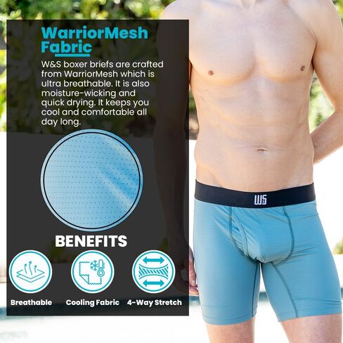 Warriors & Scholars Chafe Safe Pouch Mesh Boxer Briefs For Men Pack Of 6, Soft, Breathable, Moisture-Wicking Mens Underwear in Saudi Arabia