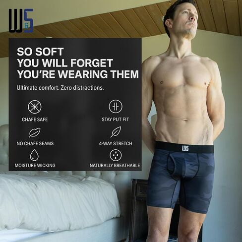 Warriors & Scholars Chafe Safe Pouch Mesh Boxer Briefs For Men Pack Of 6, Soft, Breathable, Moisture-Wicking Mens Underwear in Saudi Arabia