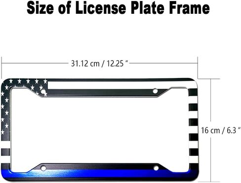 Thin Blue Line License Plate Frames - Aluminum American Flag Police Support with UV Printing, Rustproof Hardware & Black Caps -Back The Blue Design in Saudi Arabia