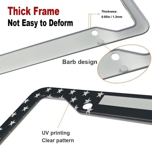 Thin Blue Line License Plate Frames - Aluminum American Flag Police Support with UV Printing, Rustproof Hardware & Black Caps -Back The Blue Design in Saudi Arabia