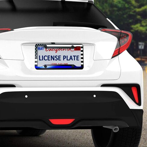 Thin Blue Line License Plate Frames - Aluminum American Flag Police Support with UV Printing, Rustproof Hardware & Black Caps -Back The Blue Design in Saudi Arabia