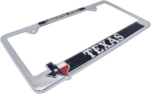 Elektroplate Lonestar State Texas Texan Texan Flag Crome All-Metal Size Size 3D Lucker Frame حامل علامة للسيارات/سيارات الدفع الرباعي/الشاحنات ملحق السيارات المقاومة للطقس in Kuwait