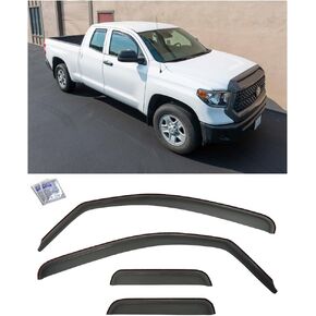 Replacement for 2007-2021 Toyota Tundra Double Cab Models | EOS Visors in-Channel Style Smoke Tinted Side Window Vents Rain Guard Deflectors in Saudi Arabia