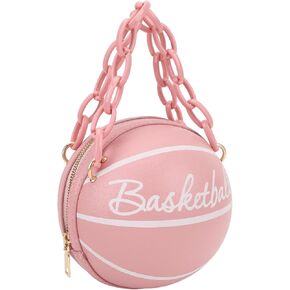 Basketball Shape Shoulder Bag, PU Leather Cute Fashionable Round Handbag for Women Girls, Suitable for Traveling in Saudi Arabia