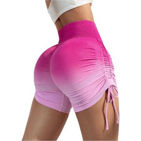 Oyoangle Ombre's Ombre High Pherced Scrunch Scrunch Shorts Side Side Ruched Gym Riker Shorts in Saudi Arabia