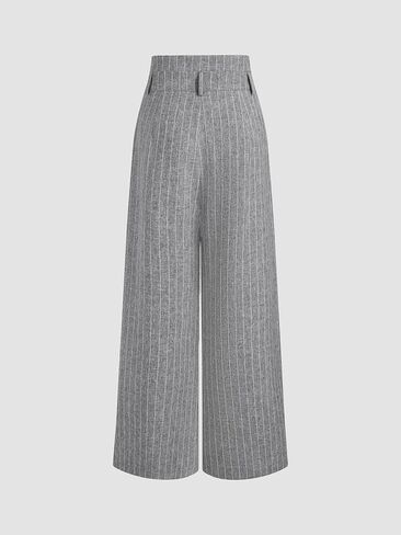 CIDER Womens Pants Striped Pleated Wide Leg Trousers Office Business Casual Mid Waist Button Pants for Women in Saudi Arabia