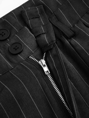 CIDER Womens Pants Striped Pleated Wide Leg Trousers Office Business Casual Mid Waist Button Pants for Women in Saudi Arabia