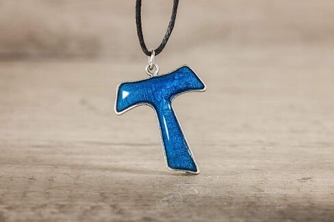 Silver Plated Pendant Blue Tau cross in Saudi Arabia