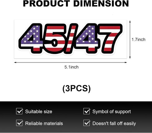 3PCS Trump 45 47 President Stickers, 2024 President Victory Bumper Sticker Waterproof Vinyl Decal, Anti-Fade USA Flag Decals MAGA Trump Merchandise for Vehicle Window Laptop in Saudi Arabia
